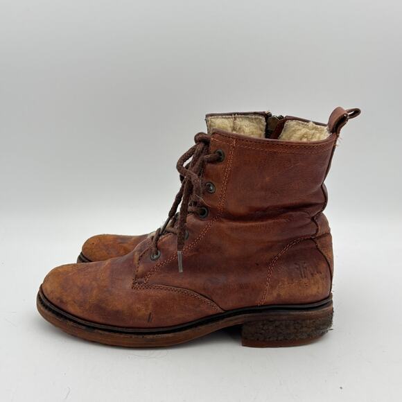 Frye Valerie Shearling Lined Lace Up Combat Boots Women's 8.5B - Picture 5 of 13